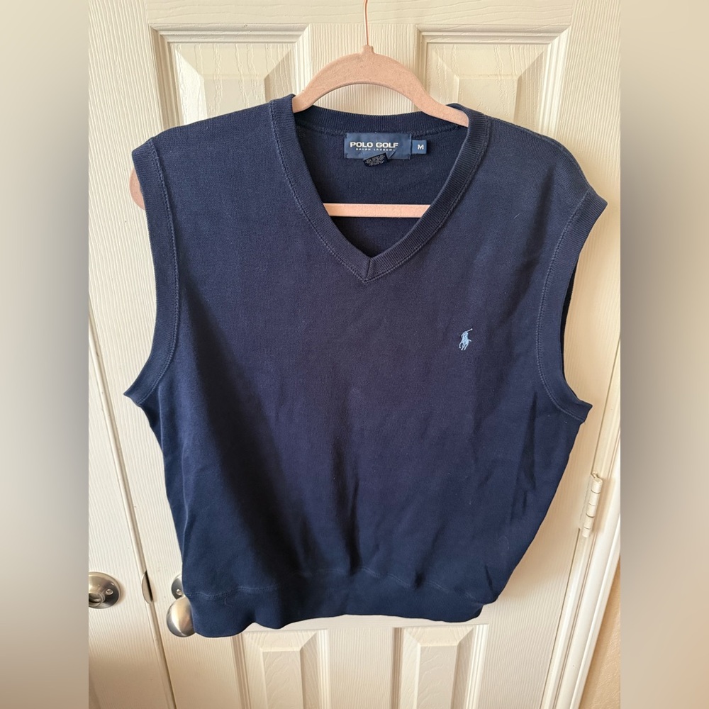 Men's Polo Golf Sweater Vest M navy blue
